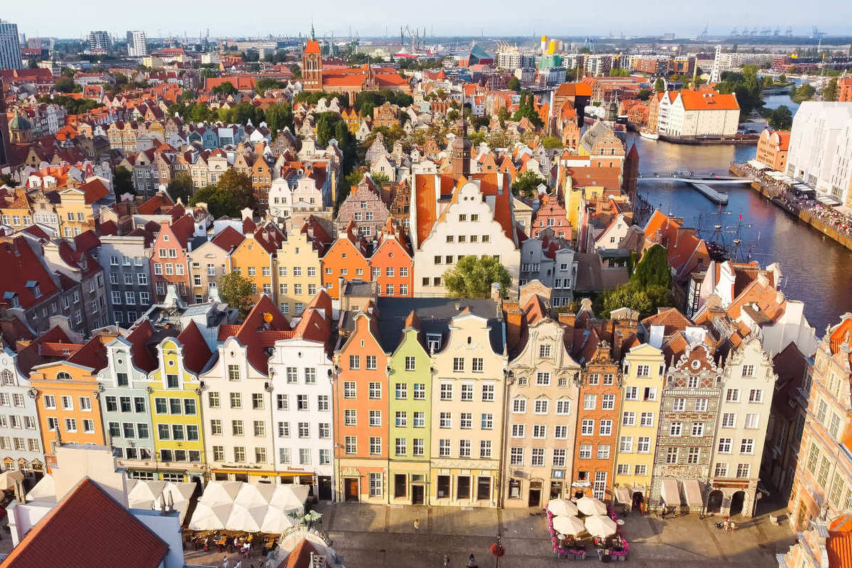 Aerial View Of Old Town Gdansk, Pomerania, Poland, Central Eastern Europe.jpg